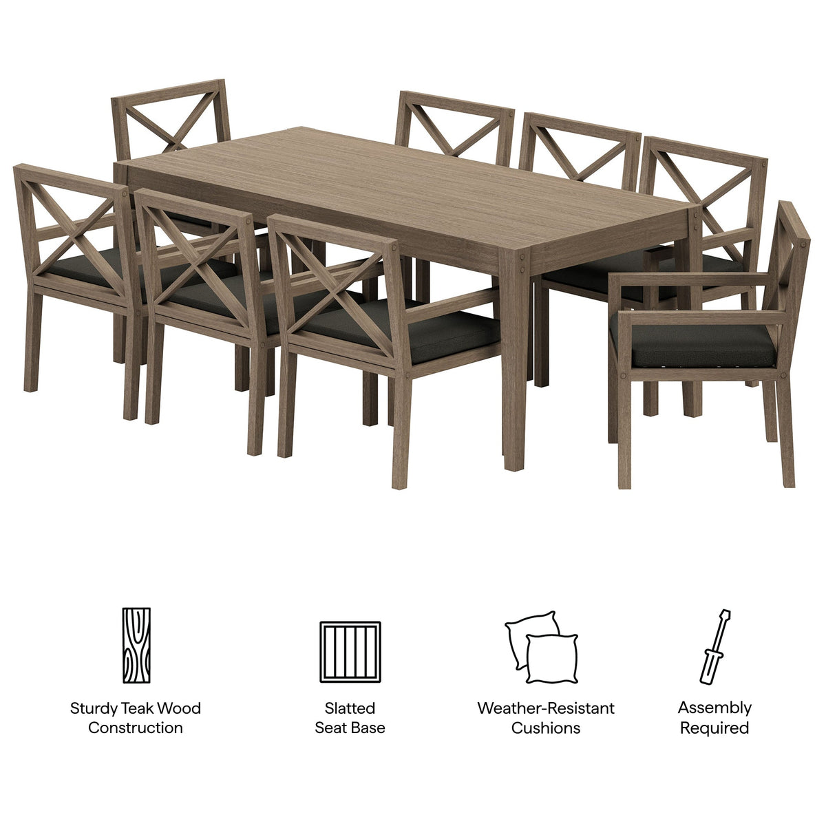 Northlake 9-Piece Outdoor Teak Wood Dining Set