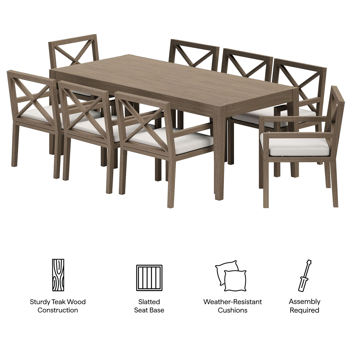 Northlake 9-Piece Outdoor Teak Wood Dining Set