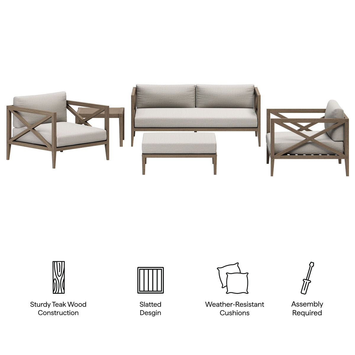 Northlake 5-Piece Outdoor Teak Wood Furniture Set