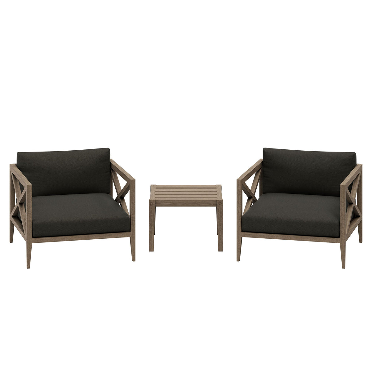 Northlake 3-Piece Outdoor Teak Wood Furniture Set with Armchair and Side Table - view 3