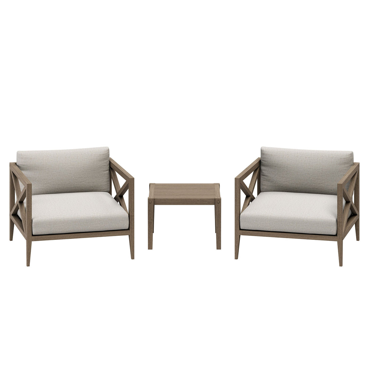 Northlake 3-Piece Outdoor Teak Wood Furniture Set with Armchair and Side Table - view 2