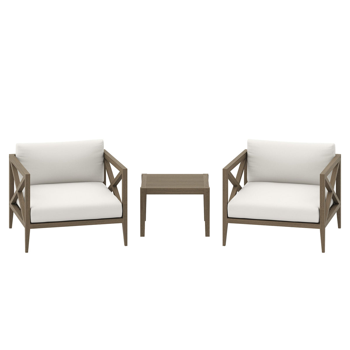 Northlake 3-Piece Outdoor Teak Wood Furniture Set with Armchair and Side Table - view 1