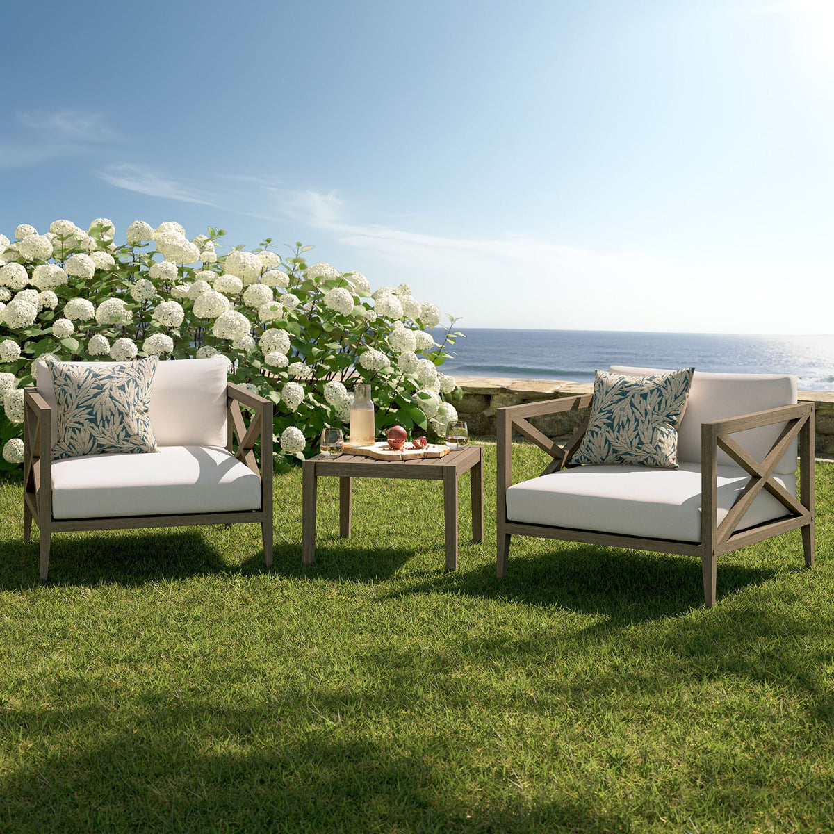 Northlake 3-Piece Outdoor Teak Wood Furniture Set with Armchair and Side Table - view 7