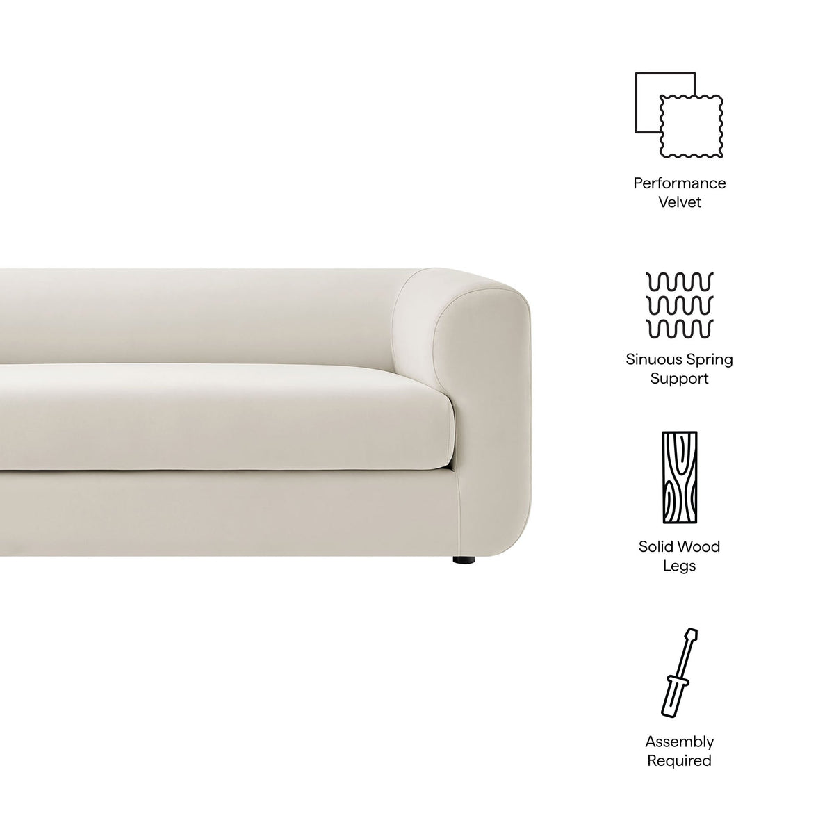 Leif 89" Performance Velvet Upholstered Sofa