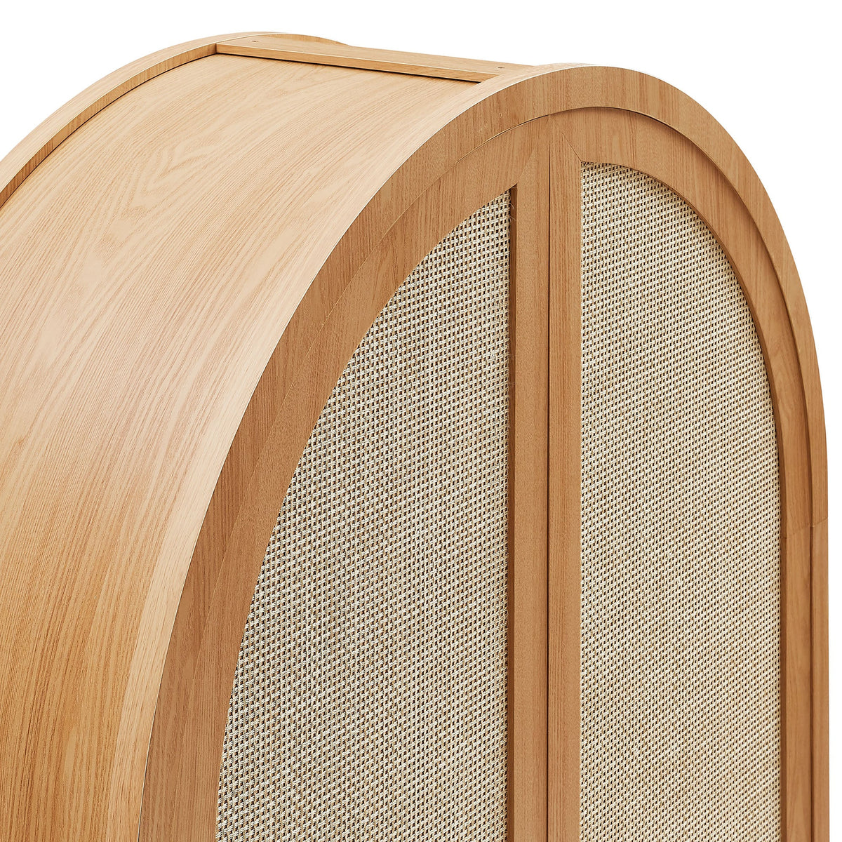 Calista 79" Tall Wide Rattan Arched Storage Cabinet