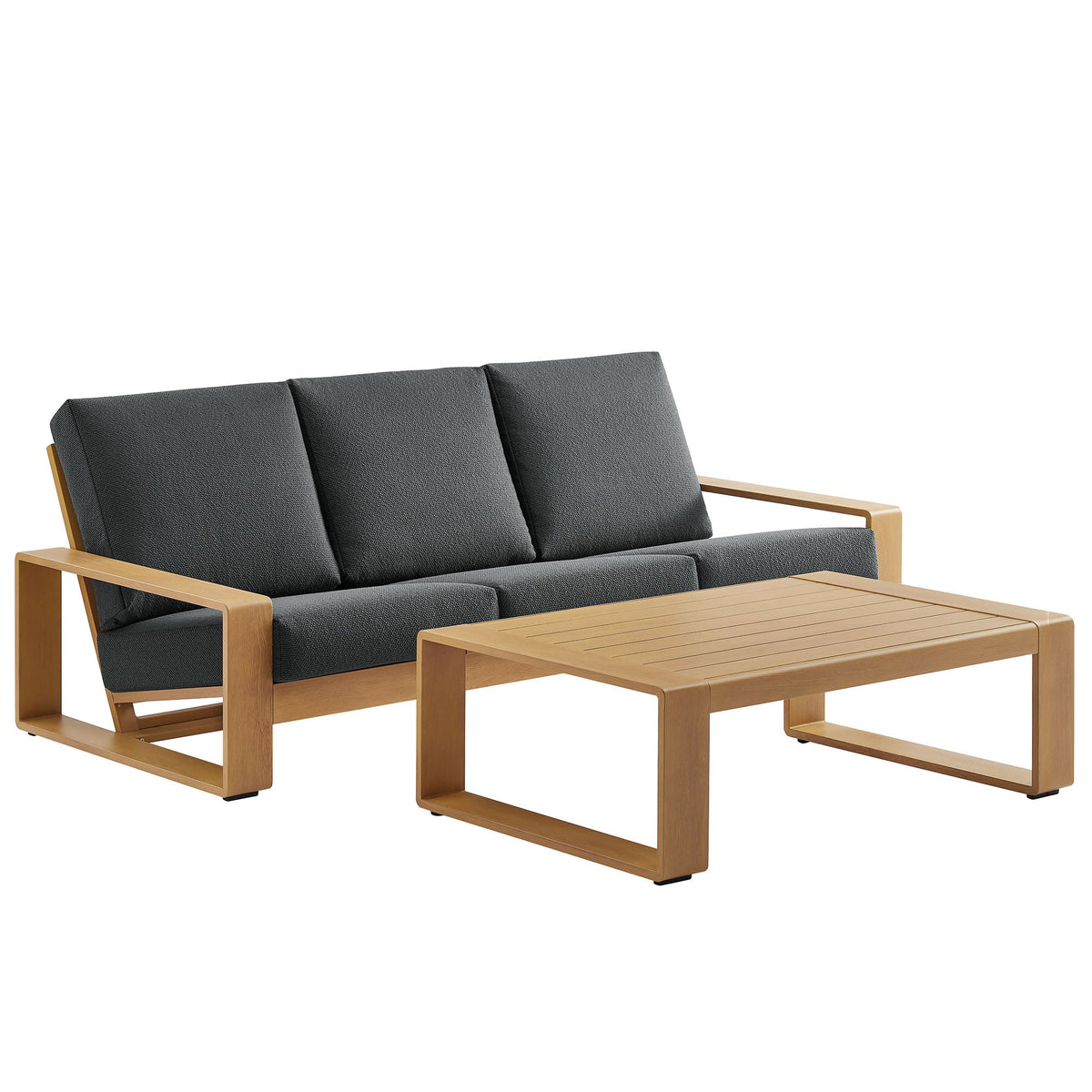 Lirienne 2-Piece Outdoor Patio Aluminum Faux Wood Furniture Set - view 2