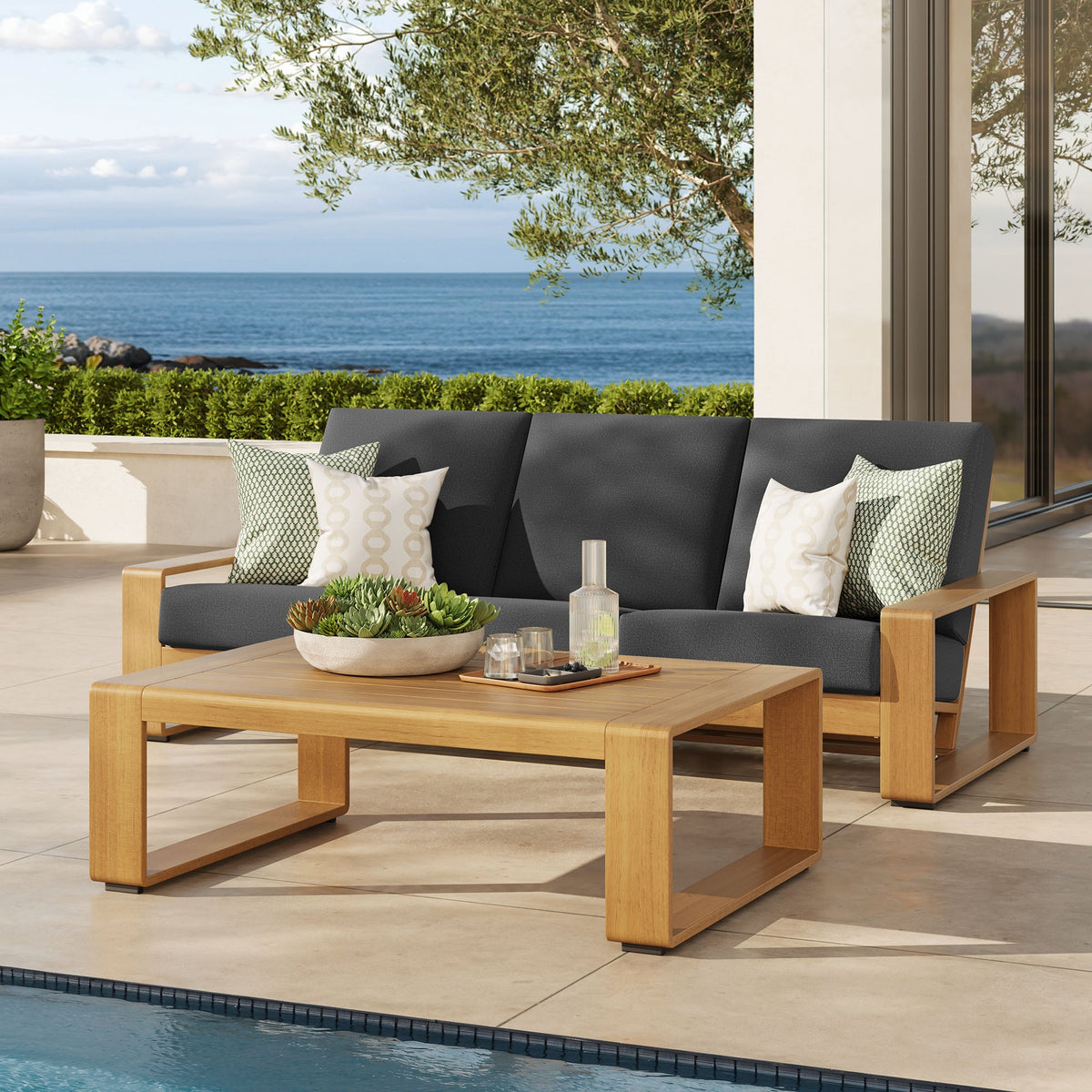 Lirienne 2-Piece Outdoor Patio Aluminum Faux Wood Furniture Set - view 4