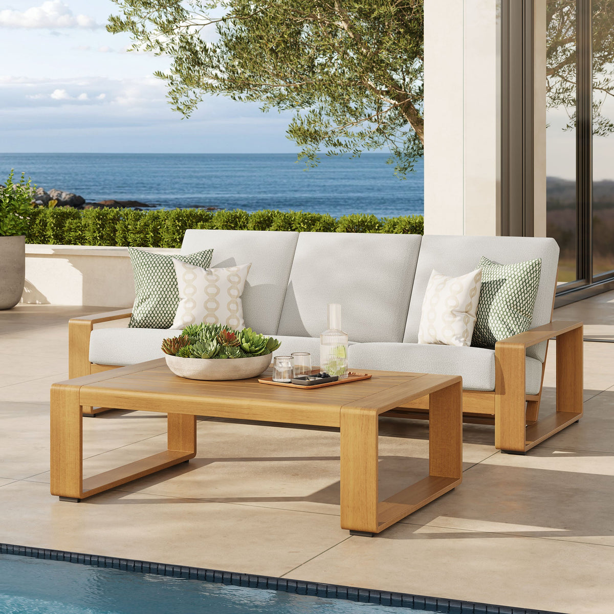 Lirienne 2-Piece Outdoor Patio Aluminum Faux Wood Furniture Set - view 3