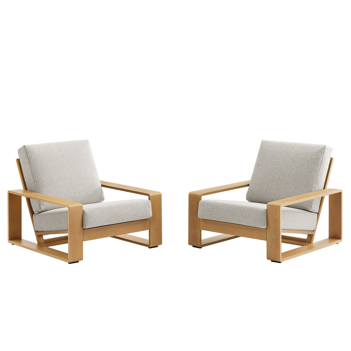 Lirienne Outdoor Patio Aluminum Faux Wood Armchairs Set of 2