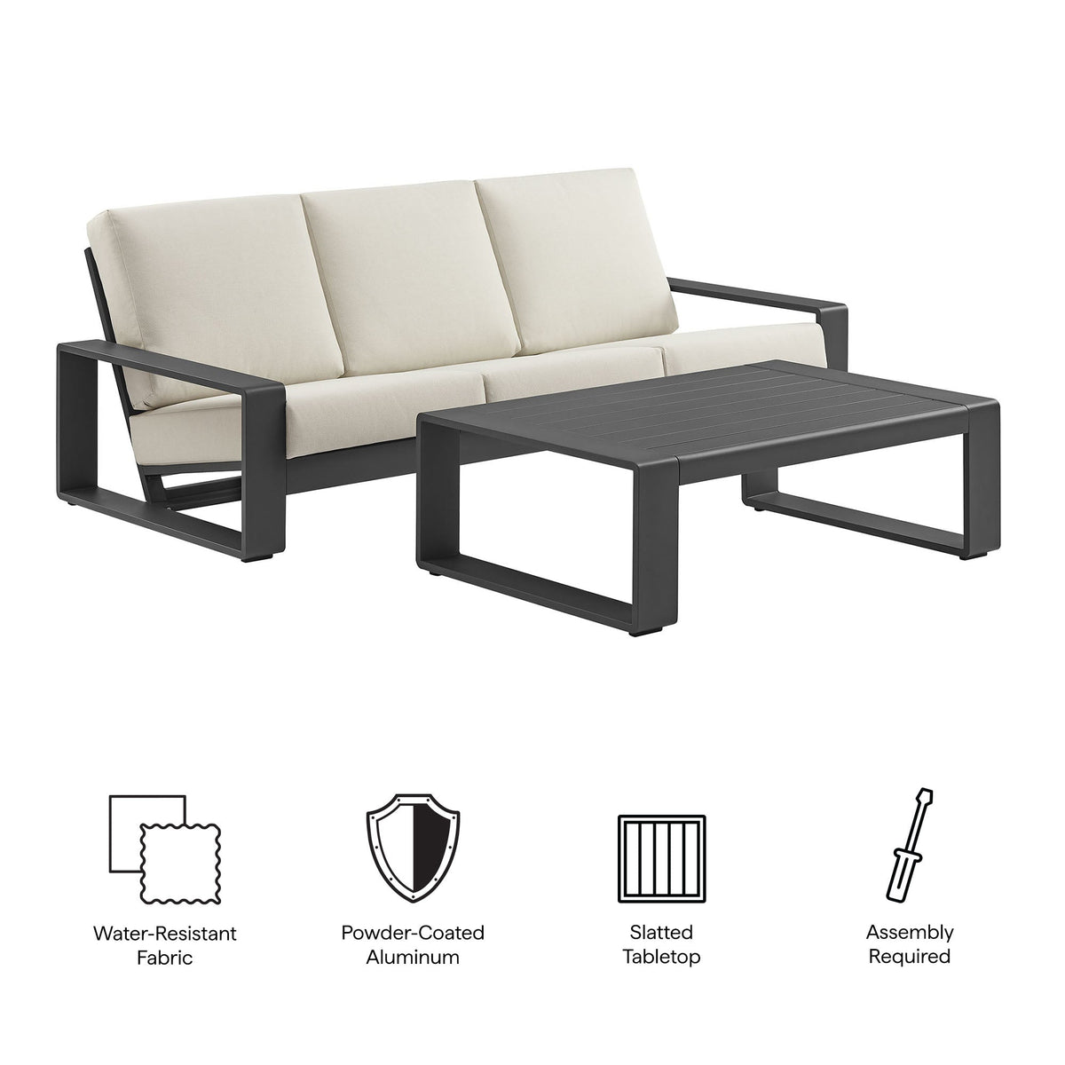 Lirienne 2-Piece Outdoor Patio Aluminum Furniture Set - view 7