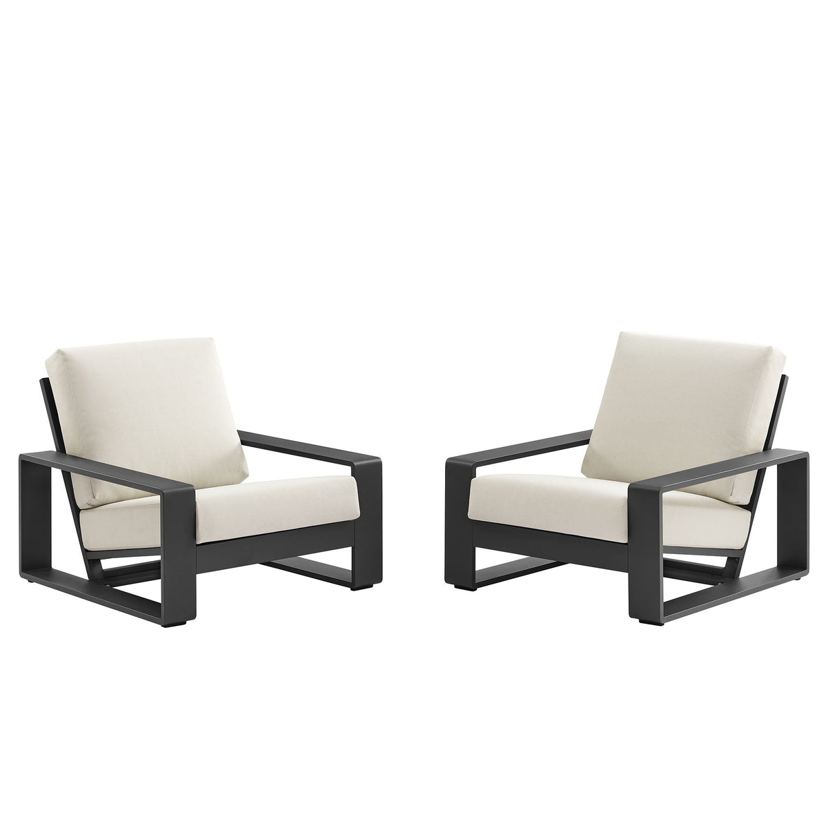 Lirienne Outdoor Patio Aluminum Faux Wood Armchairs Set of 2 - view 1