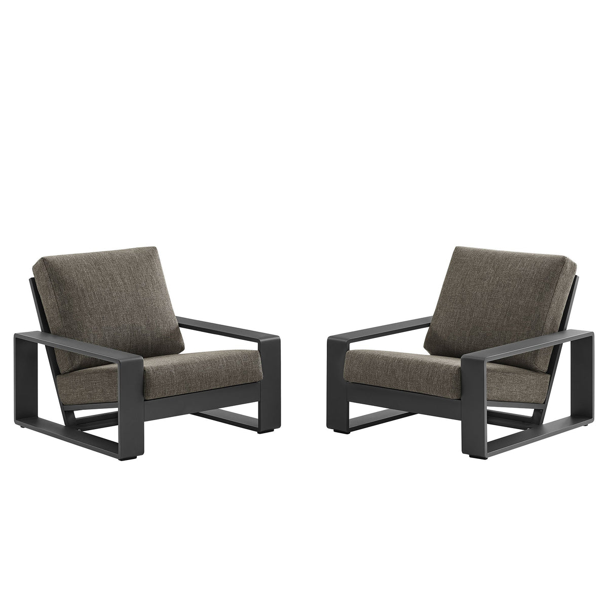 Lirienne Outdoor Patio Aluminum Faux Wood Armchairs Set of 2 - view 3