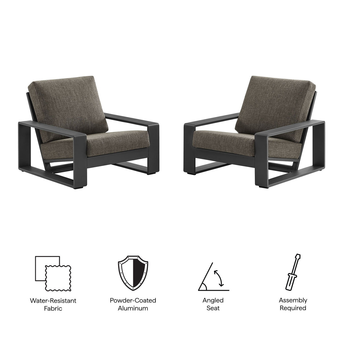 Lirienne Outdoor Patio Aluminum Faux Wood Armchairs Set of 2 - view 9