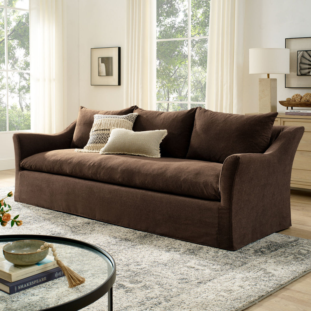 Somerset 92" Slipcovered Linen Blend Sofa - view 19