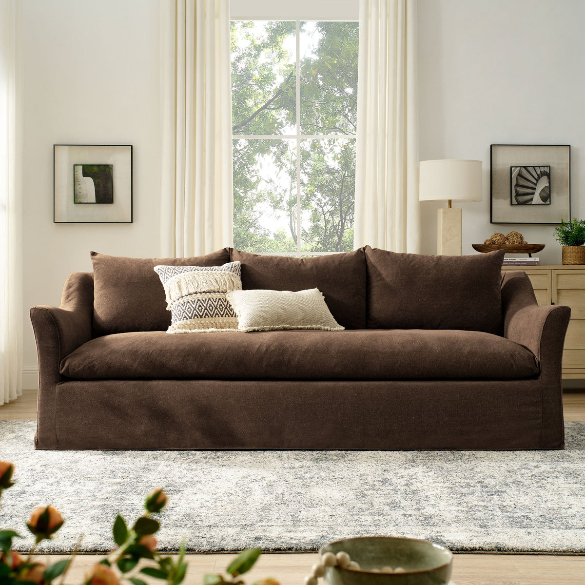 Somerset 92" Slipcovered Linen Blend Sofa - view 22