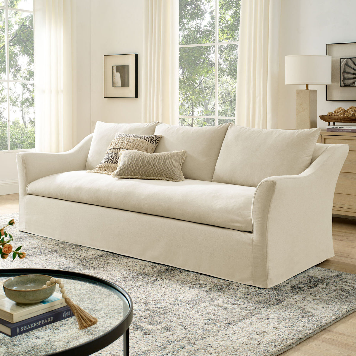 Somerset 92" Slipcovered Linen Blend Sofa - view 20