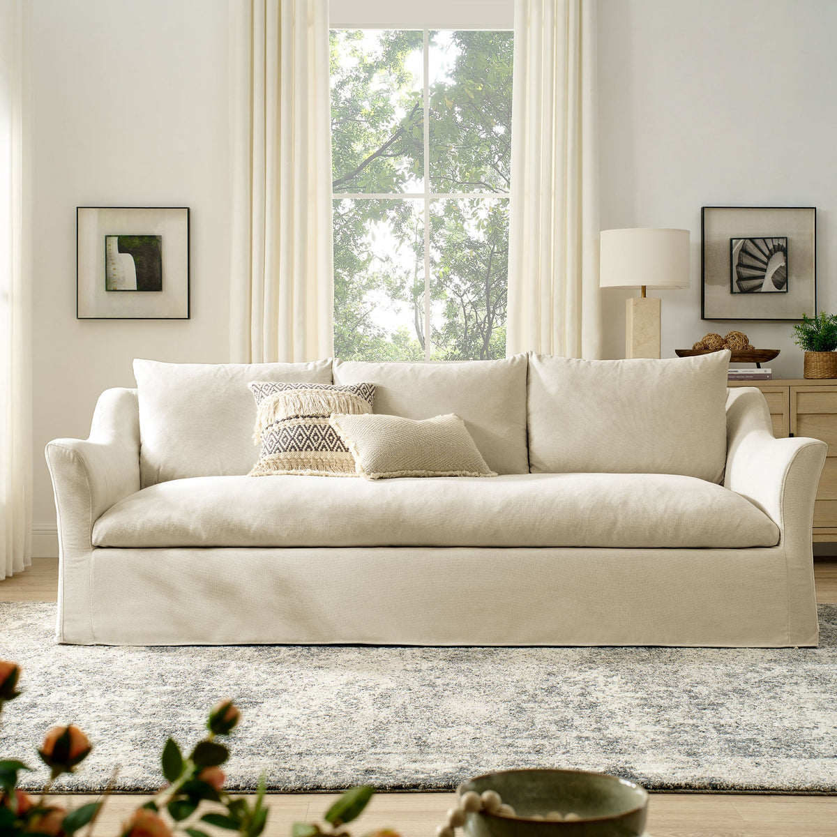 Somerset 92" Slipcovered Linen Blend Sofa - view 23