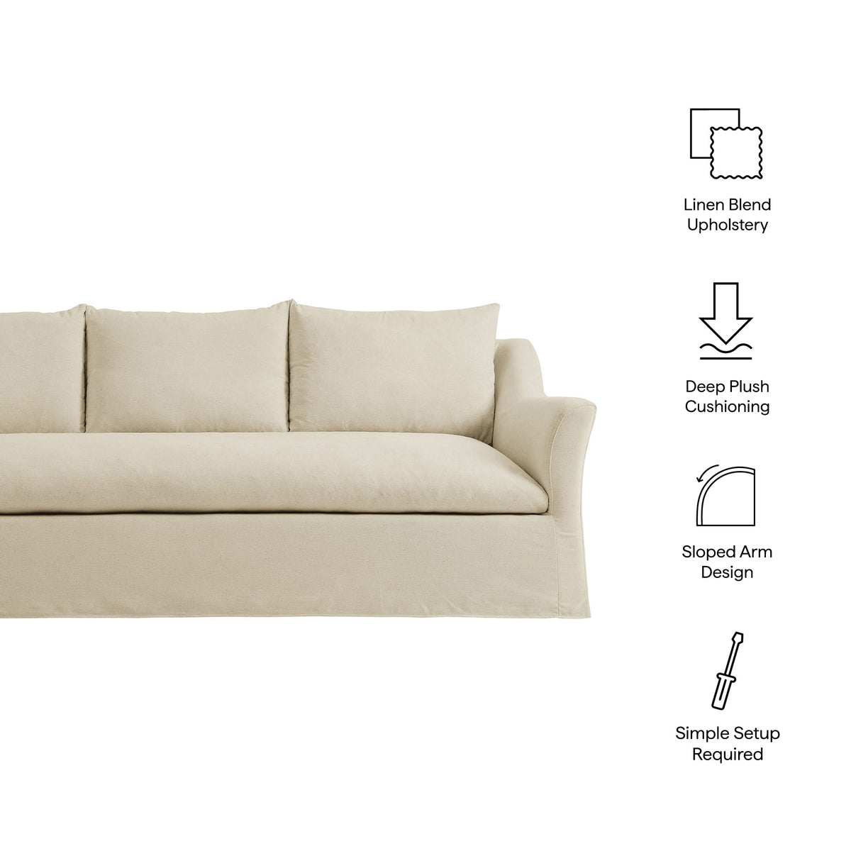 Somerset 92" Slipcovered Linen Blend Sofa - view 26