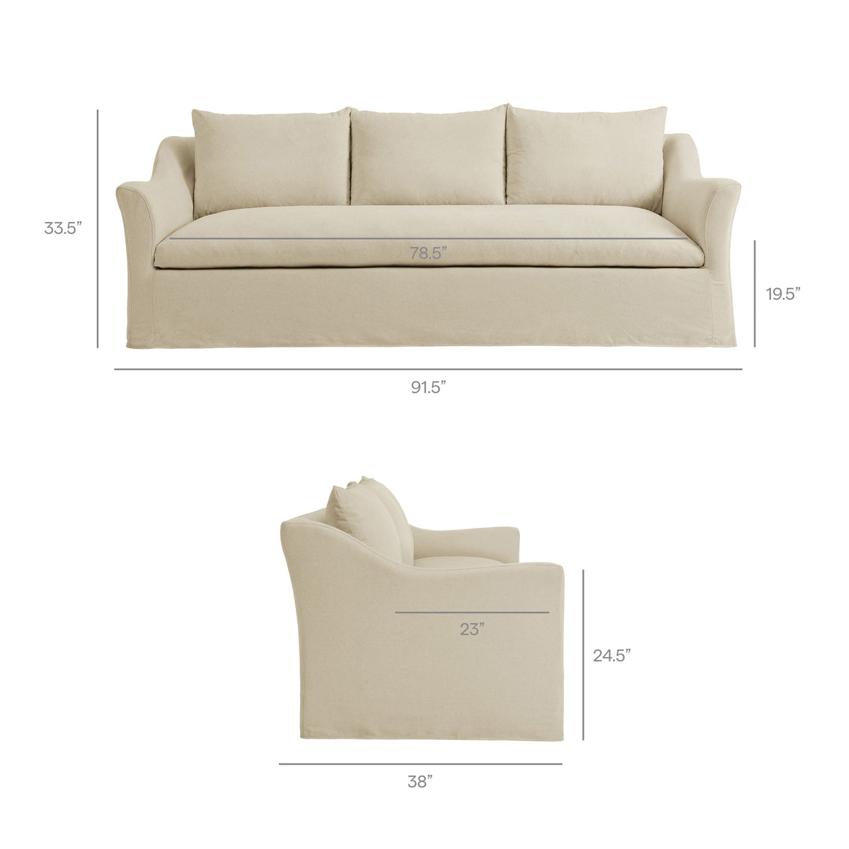 Somerset 92" Slipcovered Linen Blend Sofa - view 29
