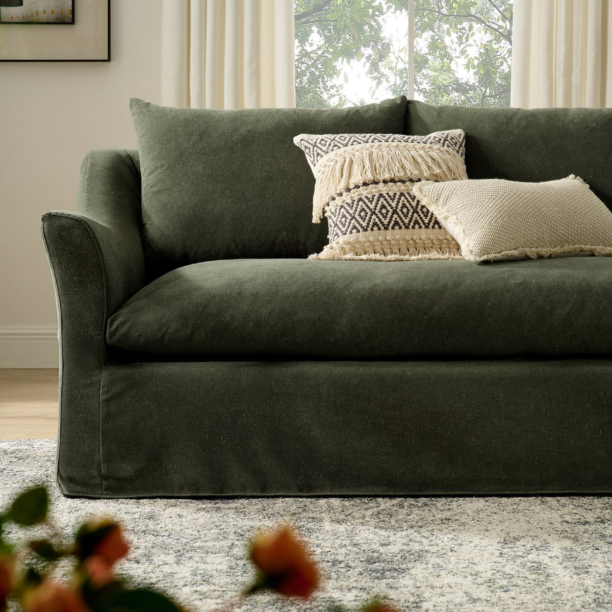 Somerset 92" Slipcovered Linen Blend Sofa - view 18