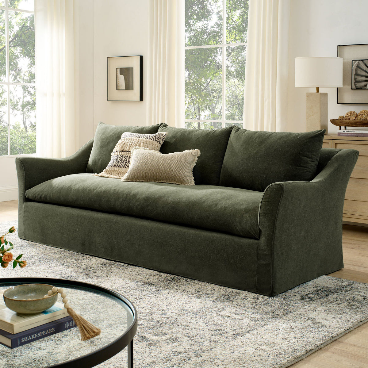 Somerset 92" Slipcovered Linen Blend Sofa - view 21