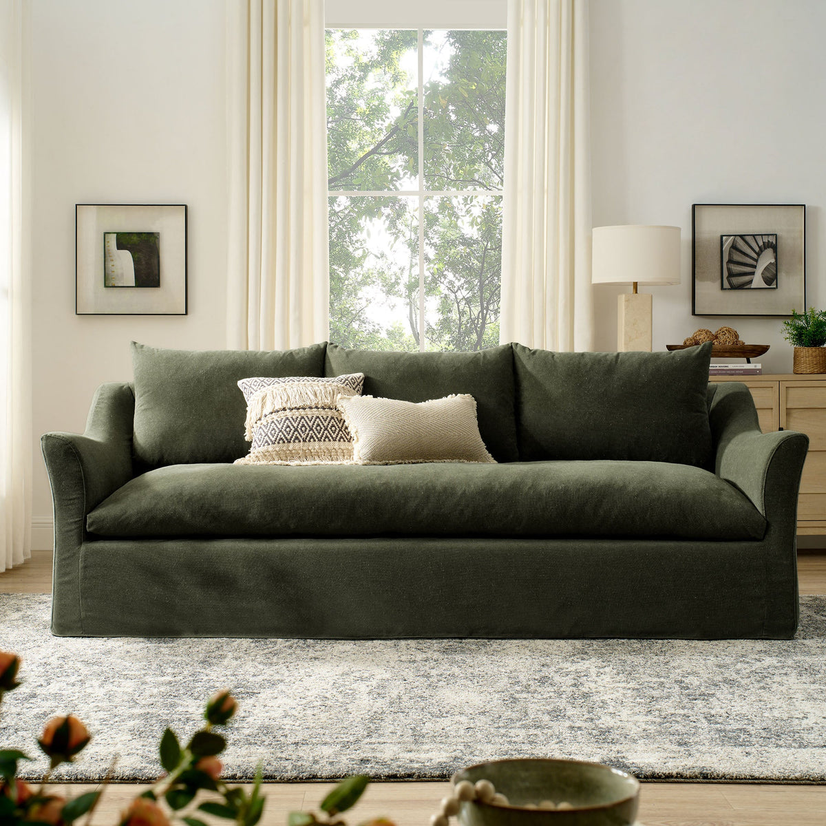 Somerset 92" Slipcovered Linen Blend Sofa - view 24