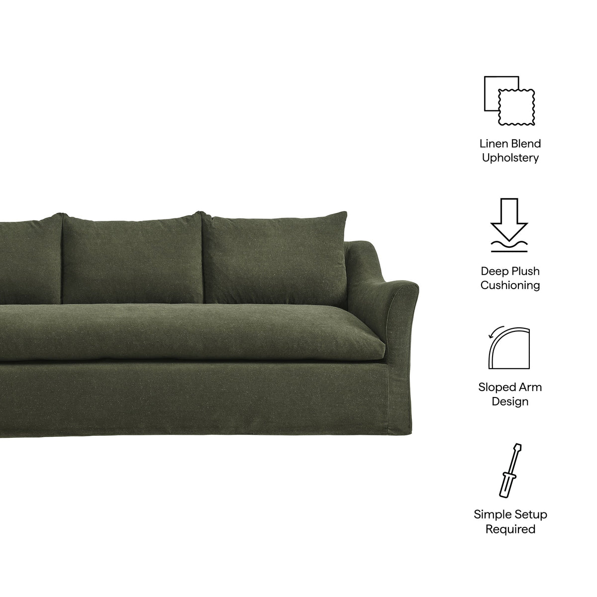 Somerset 92" Slipcovered Linen Blend Sofa - view 27