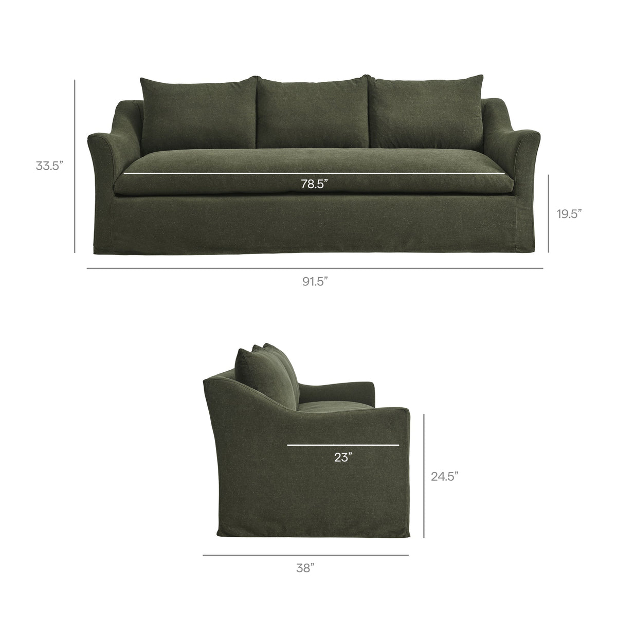 Somerset 92" Slipcovered Linen Blend Sofa - view 30
