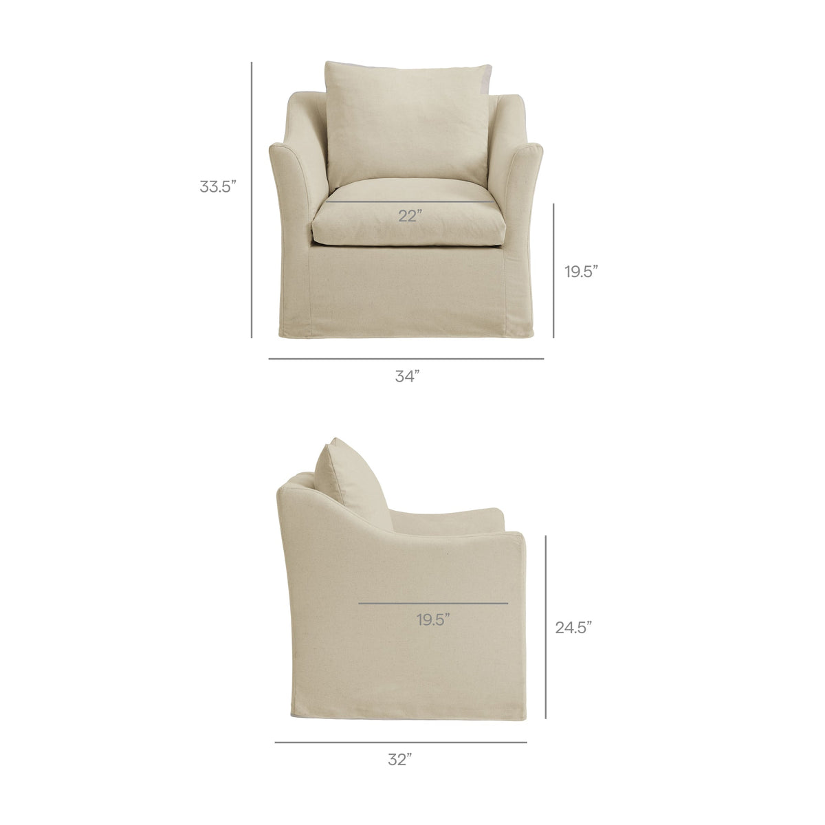 Somerset Slipcovered Linen Blend Armchair