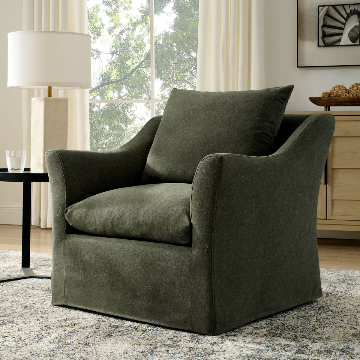 Somerset Slipcovered Linen Blend Armchair