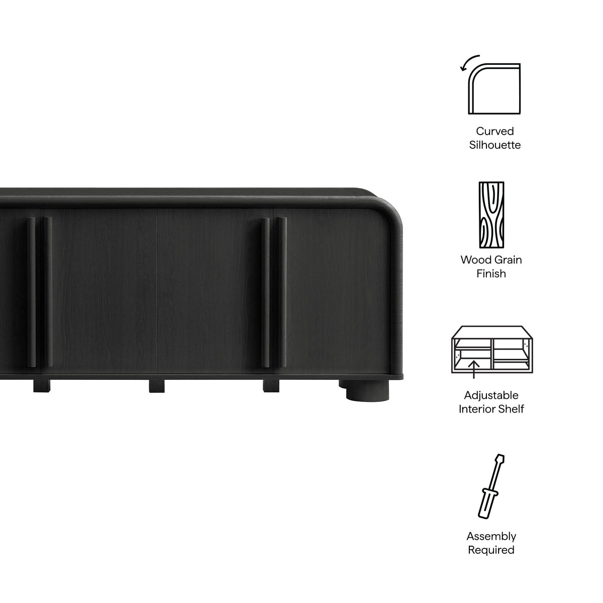 Bellamy Curved 4-Door Sideboard Cabinet