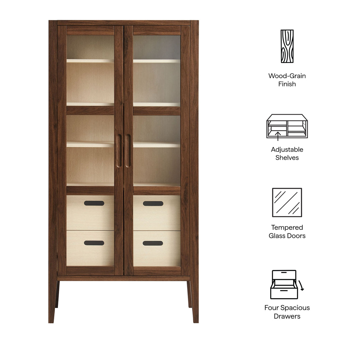 Nell 71" Glass Door Tall Display Storage Cabinet - view 9