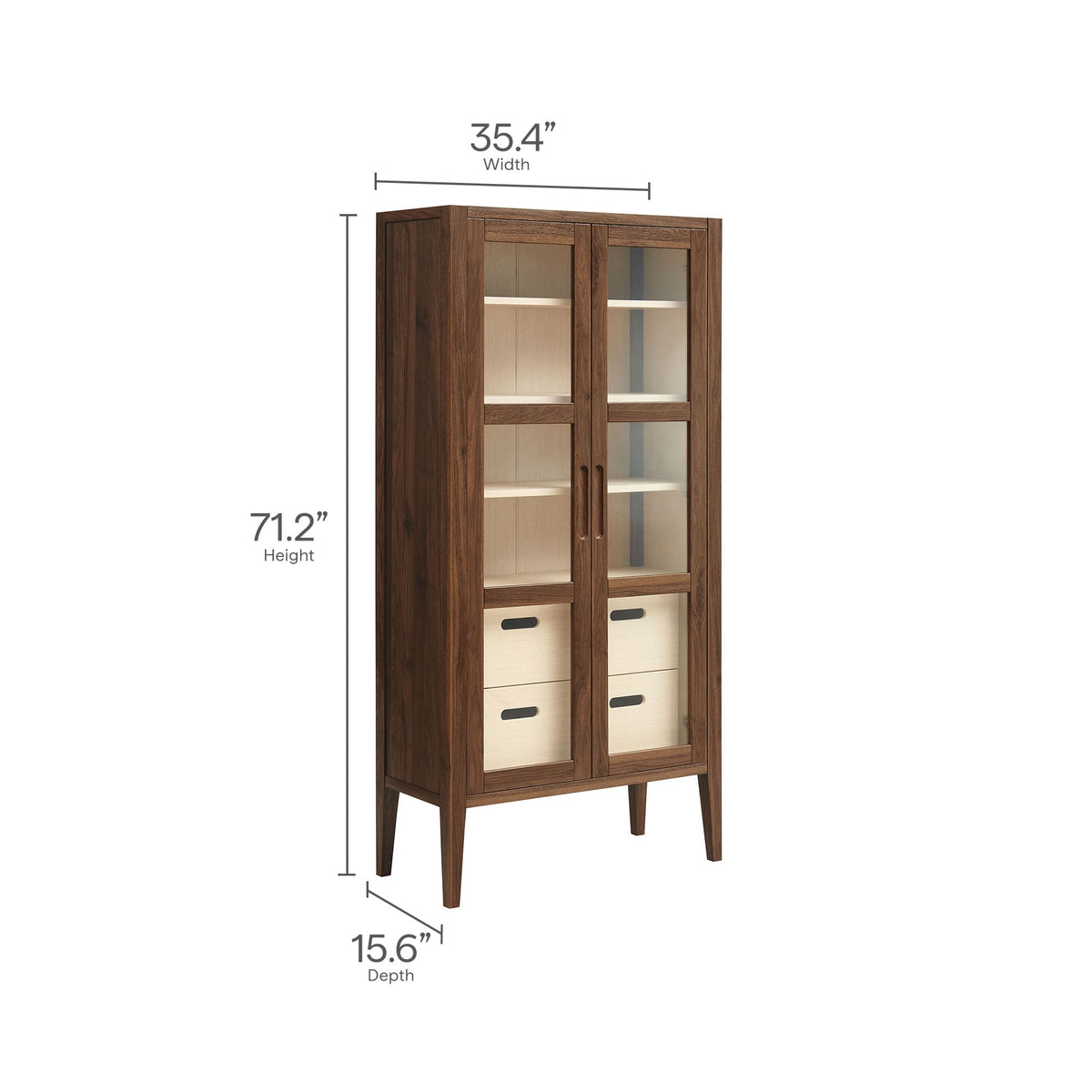 Nell 71" Glass Door Tall Display Storage Cabinet - view 10