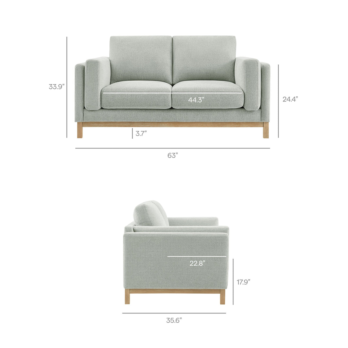 Roscoe 63 inch Fabric Loveseat