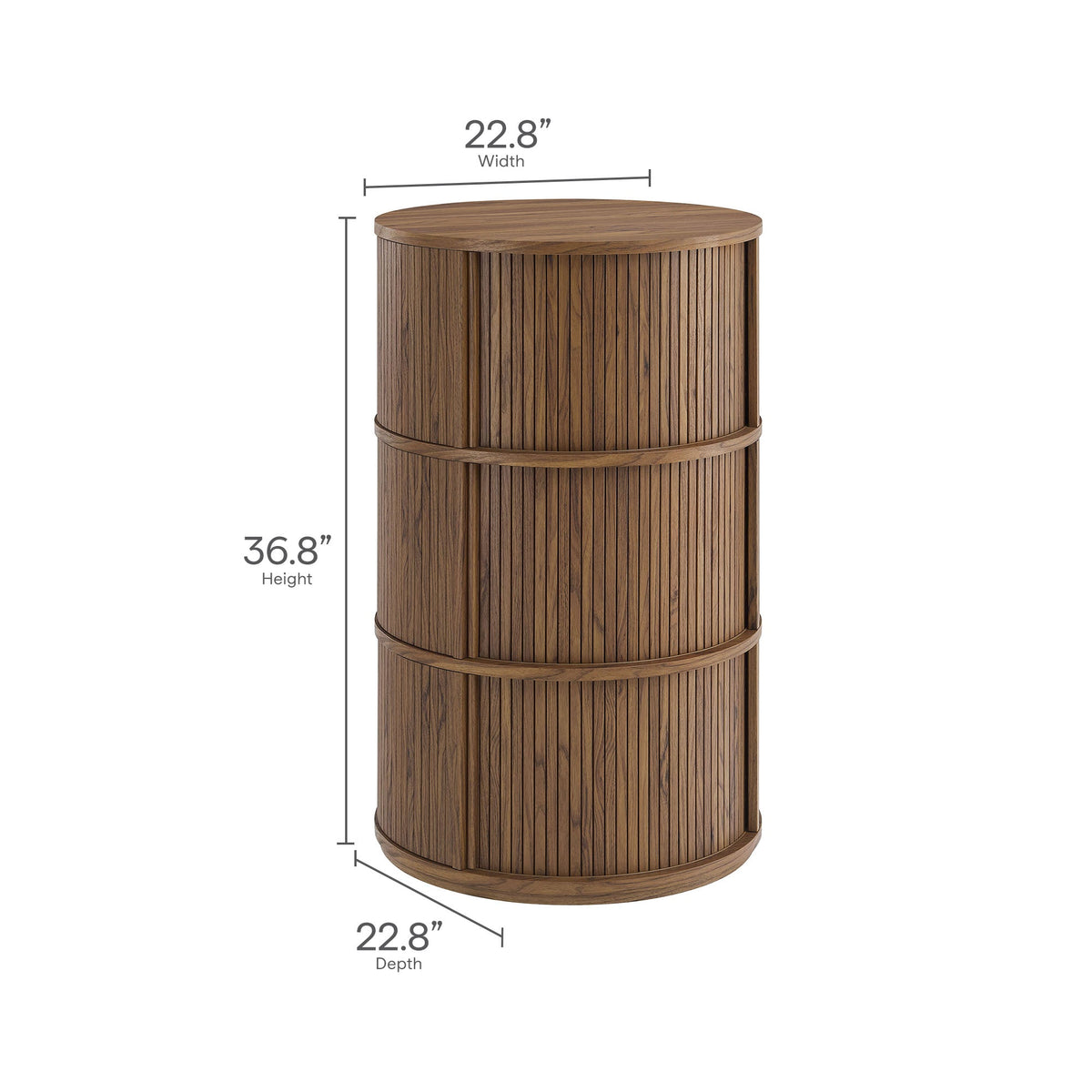 Clement Round Pedestal Stand Storage Table With Sliding Tambour Doors