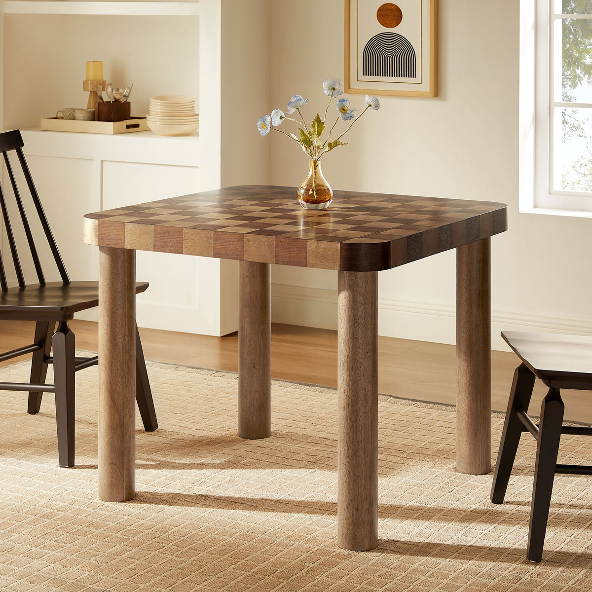 Oscar 36 Inch Square Checkered Dining Table