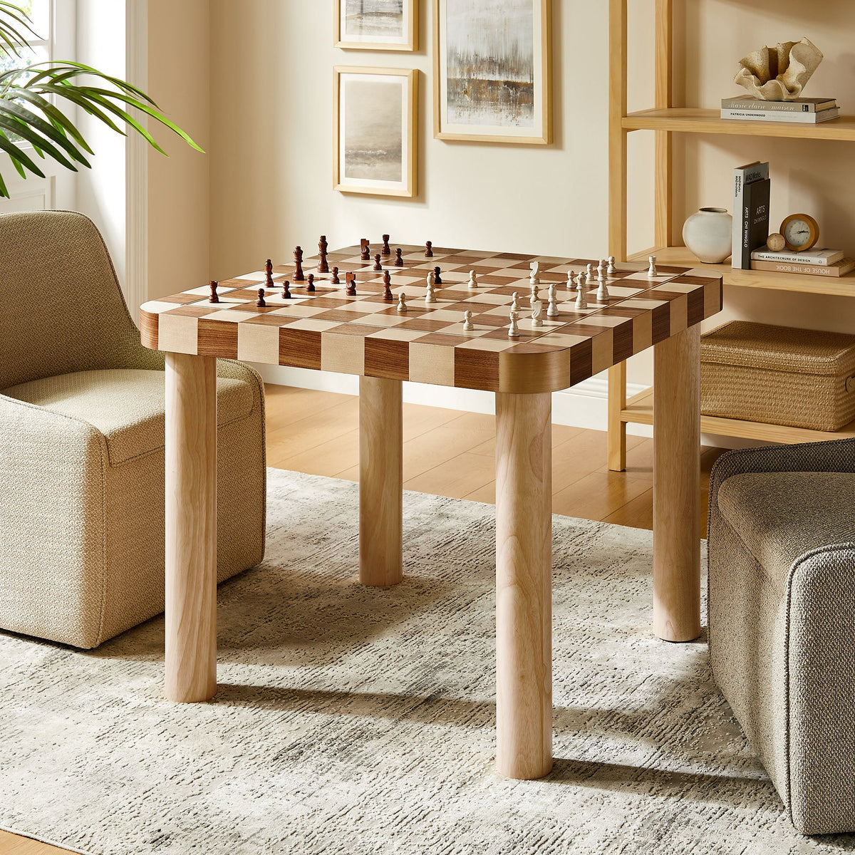 Oscar 36 Inch Square Checkered Dining Table