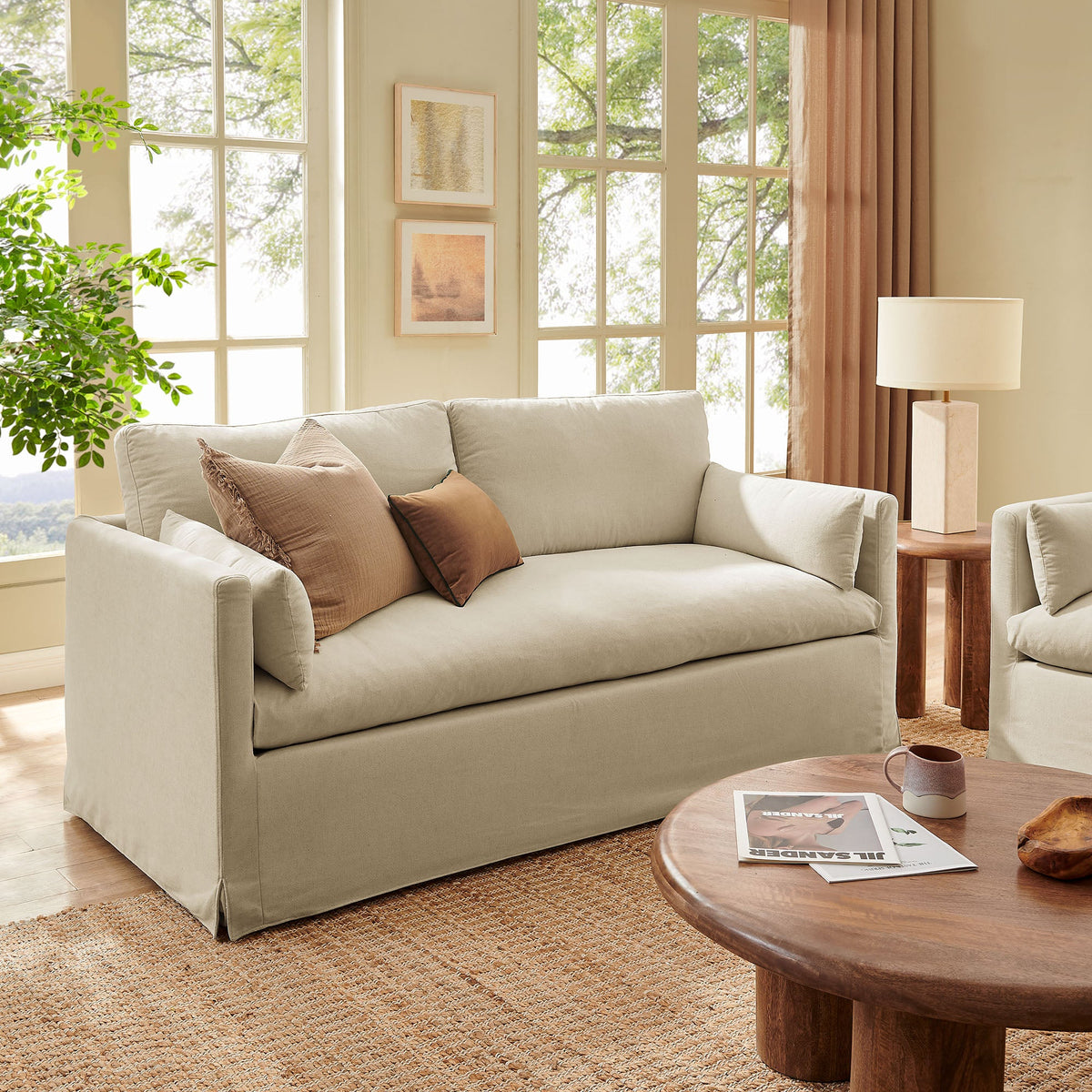 Wellfleet Slipcovered Linen-Blend Loveseat