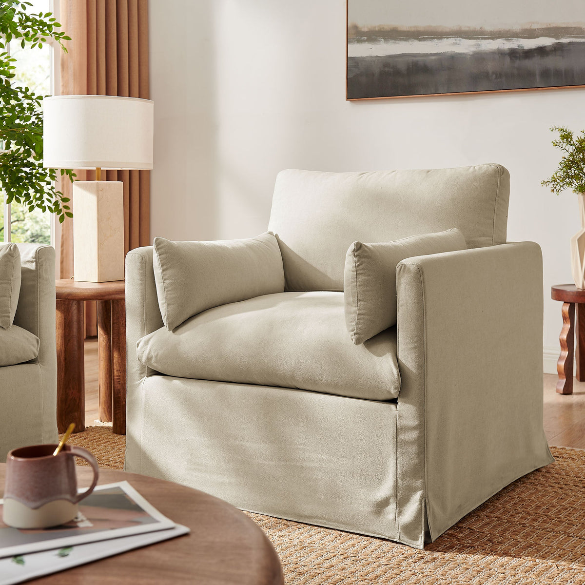 Wellfleet Slipcovered Linen-Blend Armchair