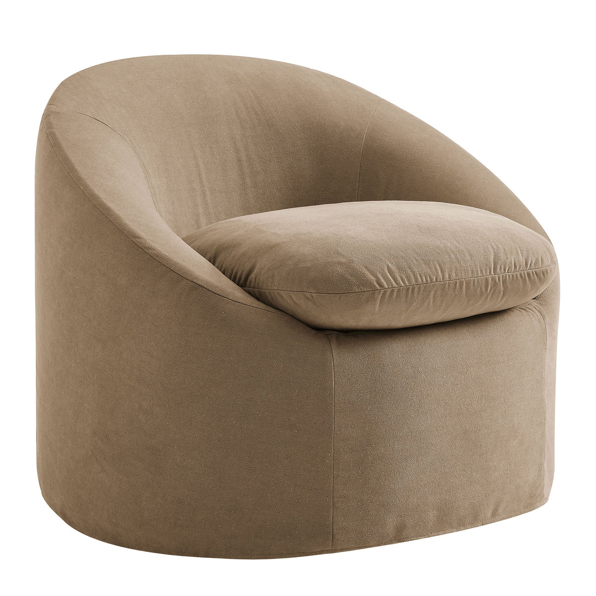 Sadie Slipcovered Linen-Blend Round Accent Chair