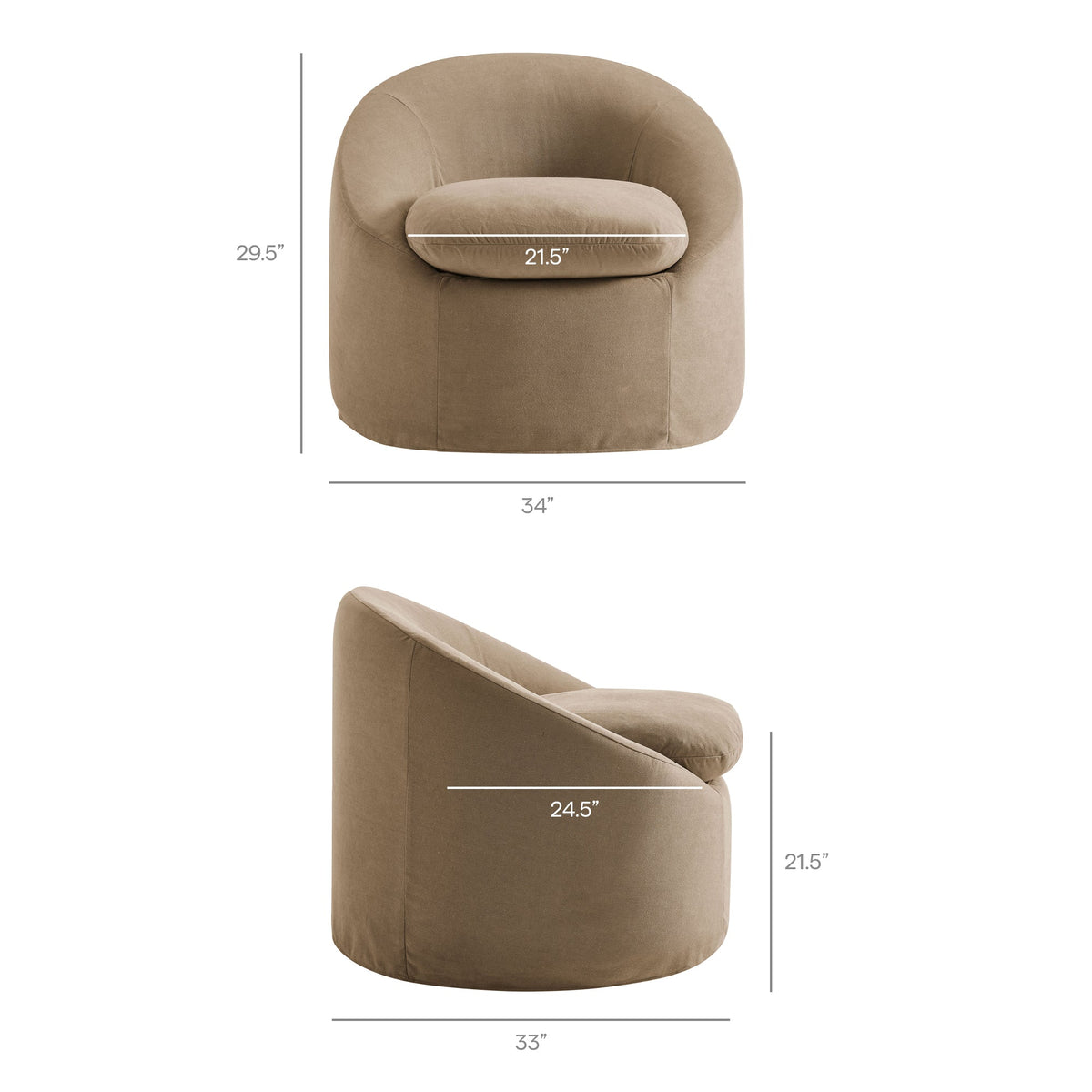 Sadie Slipcovered Linen-Blend Round Accent Chair
