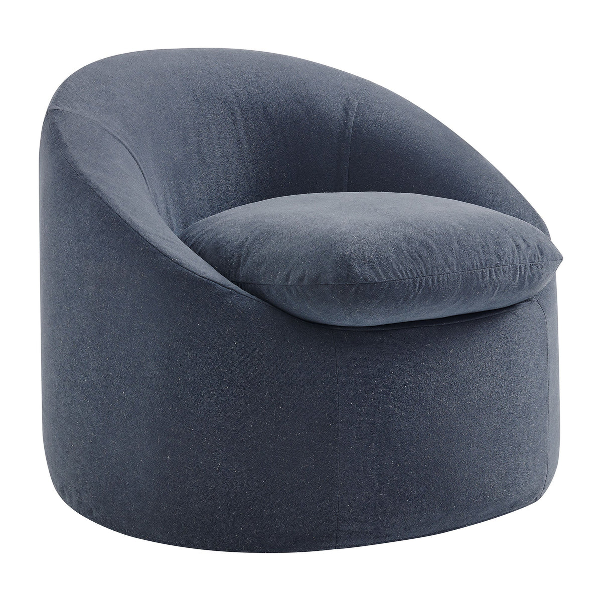 Sadie Slipcovered Linen-Blend Round Accent Chair