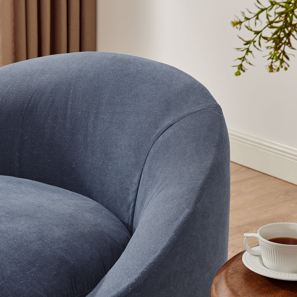 Sadie Slipcovered Linen-Blend Round Accent Chair