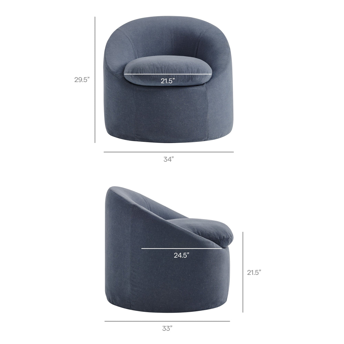 Sadie Slipcovered Linen-Blend Round Accent Chair