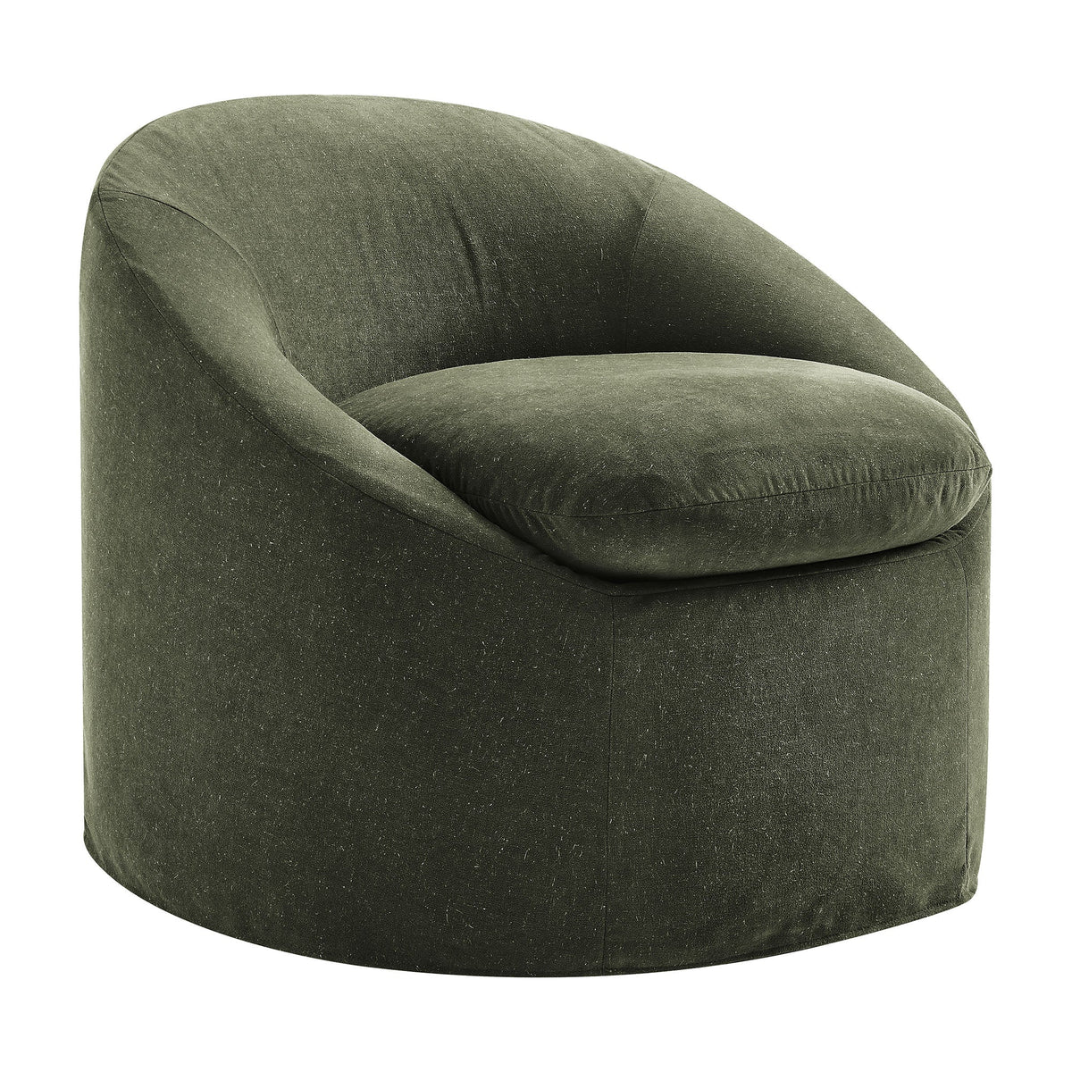 Sadie Slipcovered Linen-Blend Round Accent Chair