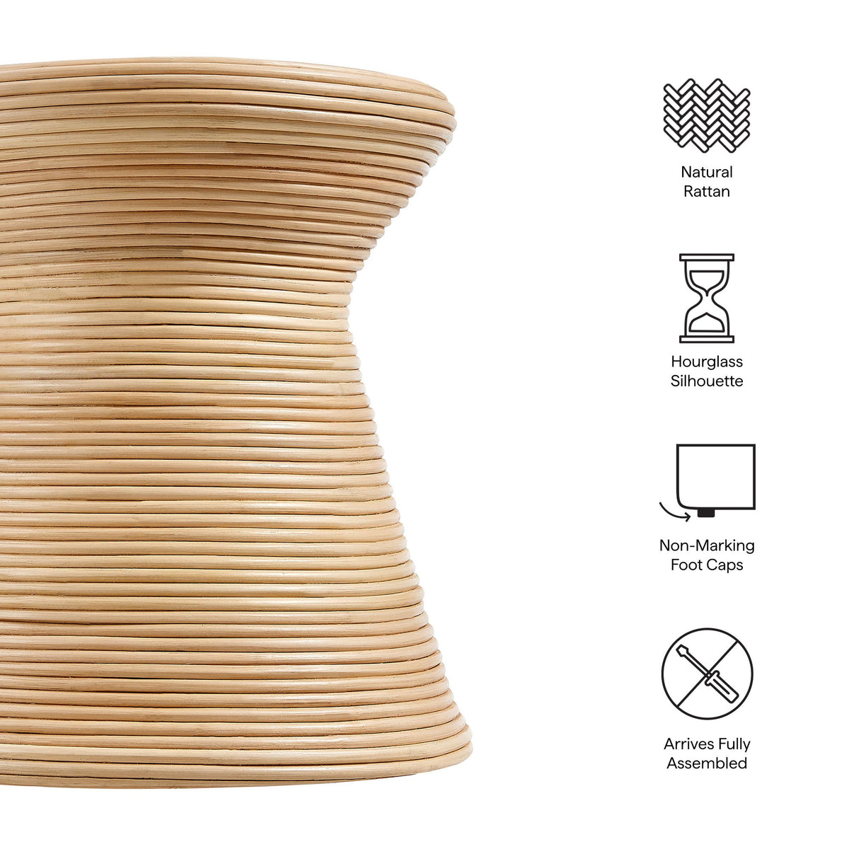 Tavi Hourglass Natural Rattan Round Side Table
