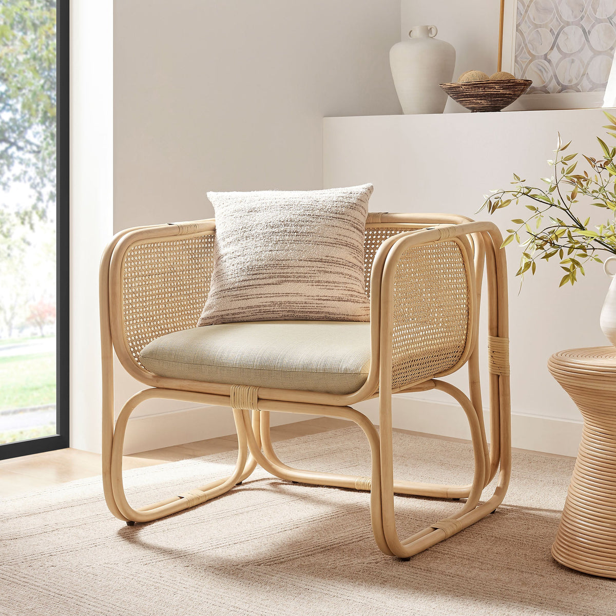 Ellis Natural Rattan Accent Armchair