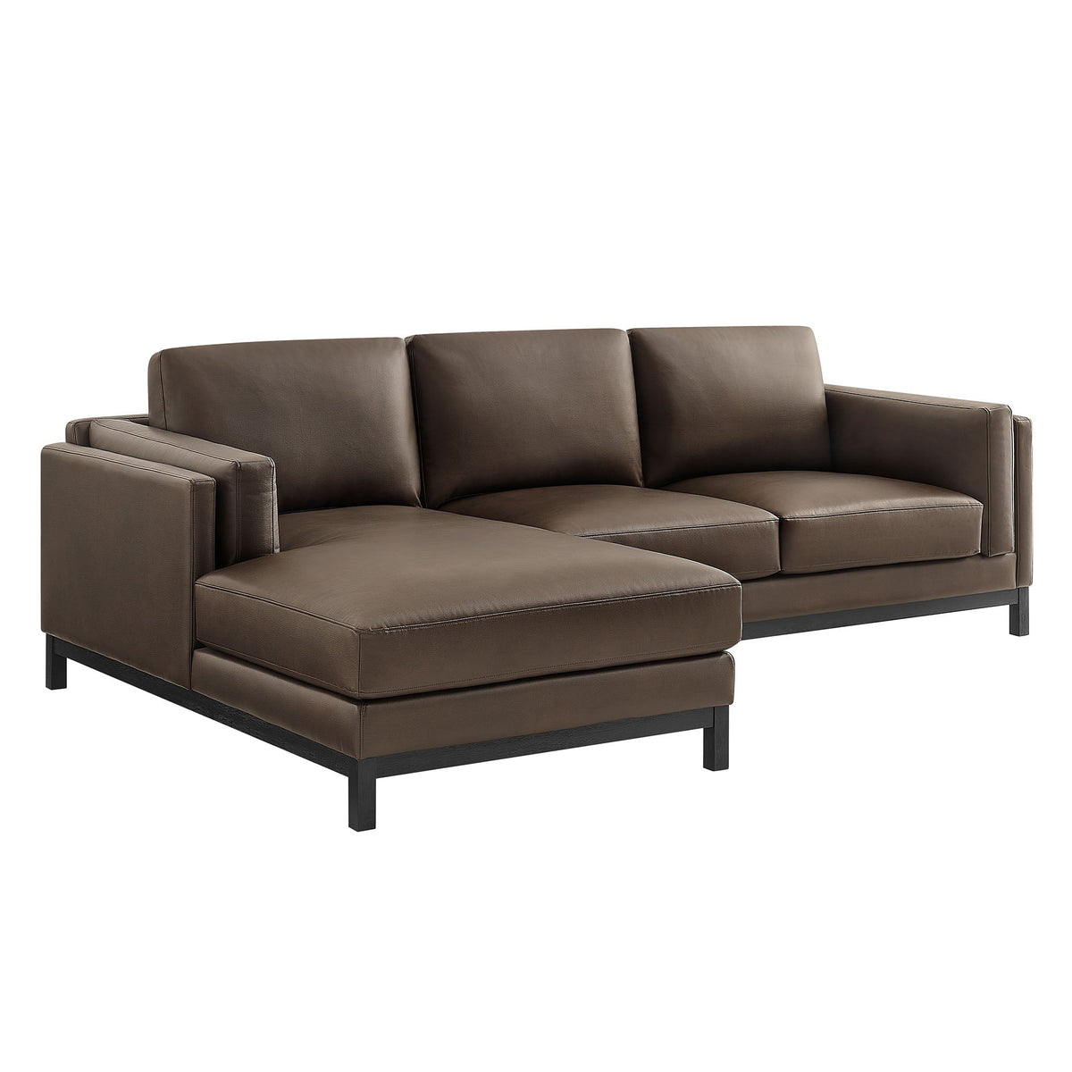 Roscoe Left-Facing Vegan Leather Sectional Sofa with Chaise - view 2