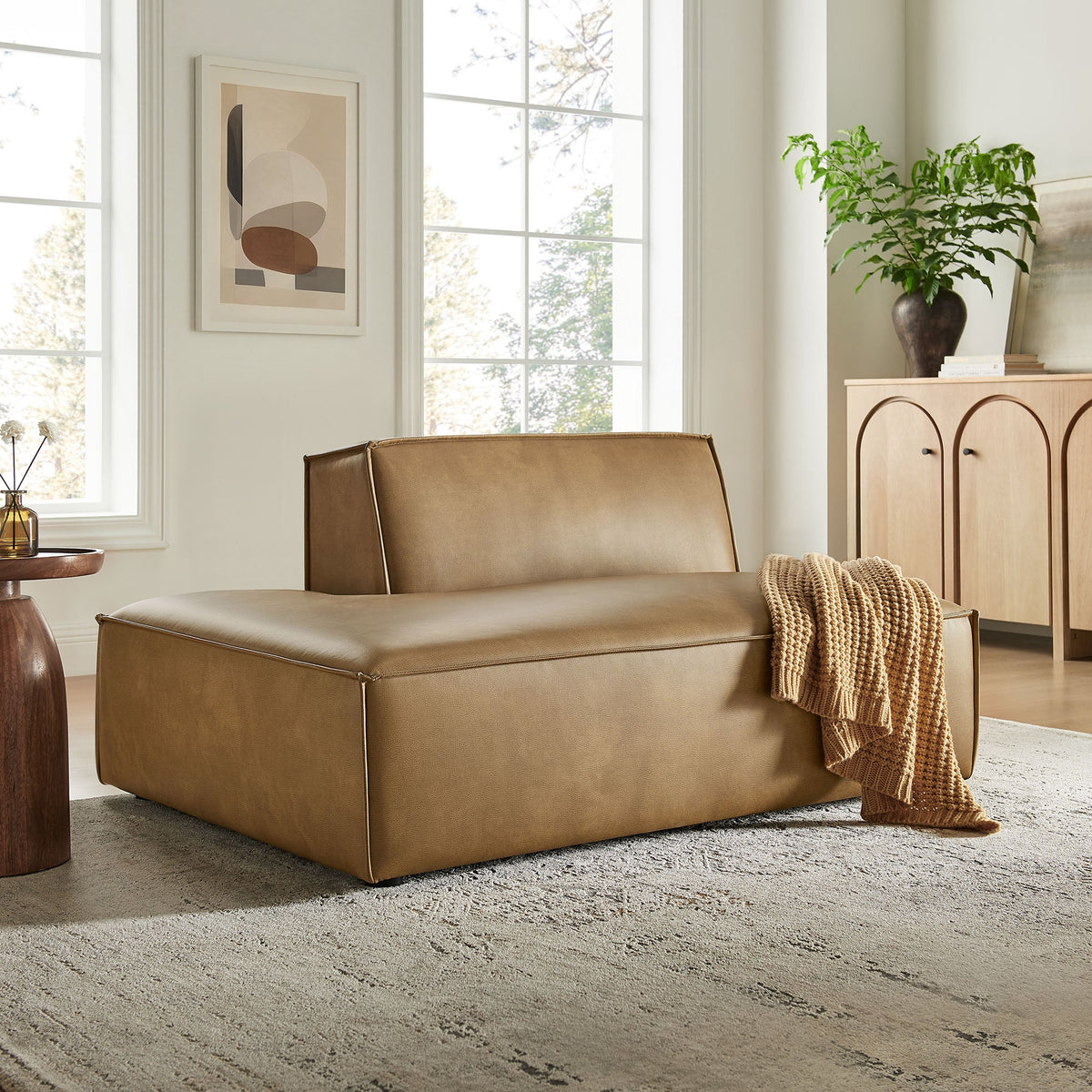 Restore Vegan Leather Left-Facing Armless Modular Chaise