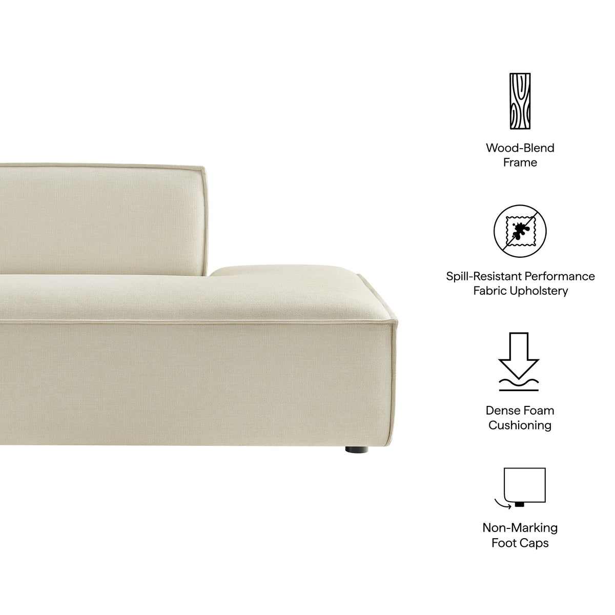 Restore Performance Fabric Upholstered Right-Facing Armless Modular Chaise - view 36